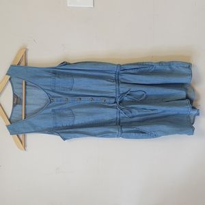 80s-90s Cute and soft sleeveless denim romper